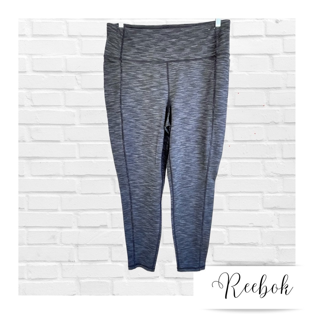 Reebok Exercise Leggings Gray Black Space Dye RBX Athleisure Workout Stretch 1X